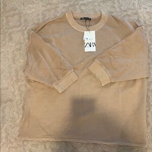 Zara Beige NWT distressed sweatshirt - size M